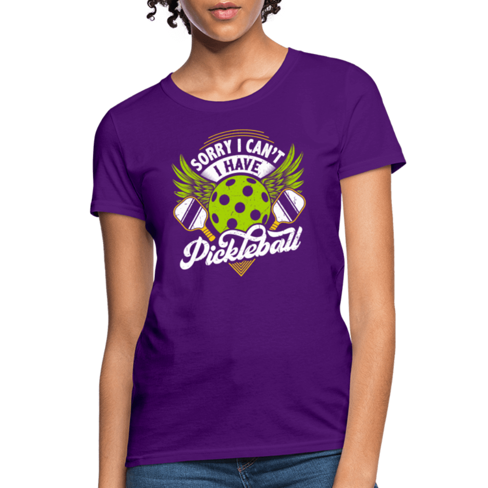 Sorry I Can't I Have Pickleball Women's Contoured T-Shirt - purple