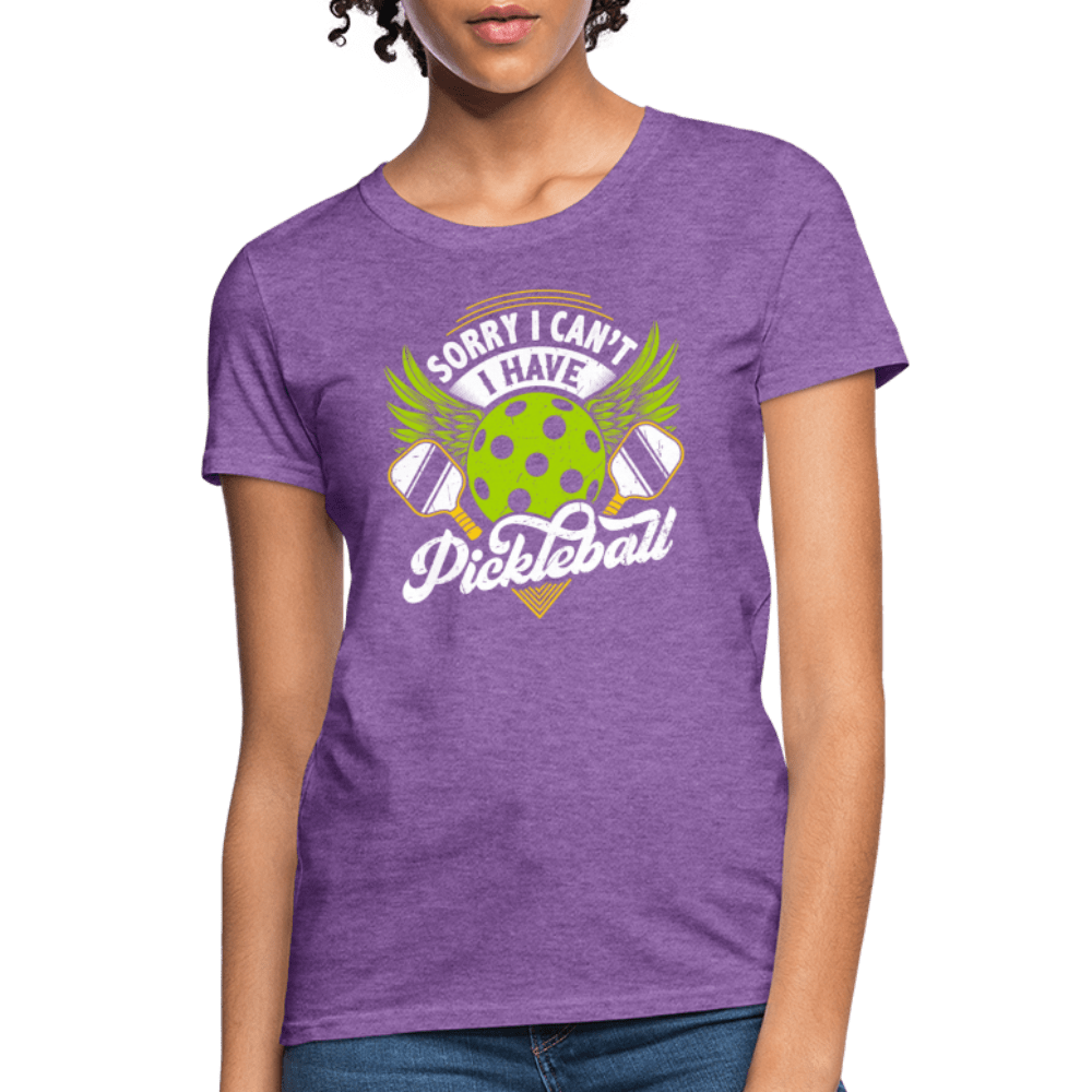 Sorry I Can't I Have Pickleball Women's Contoured T-Shirt - purple heather