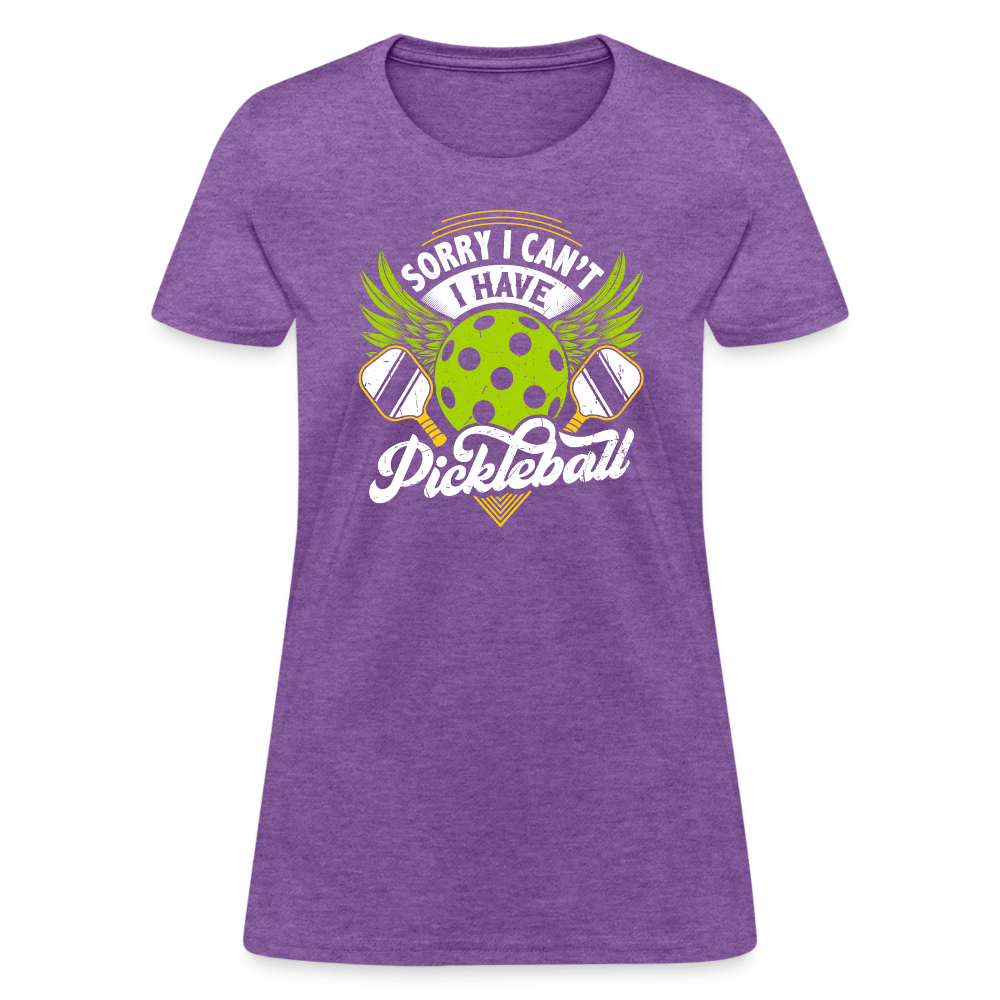 Sorry I Can't I Have Pickleball Women's Contoured T-Shirt - purple heather