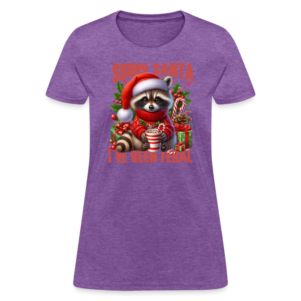 Sorry Santa I've Been Feral Women's Contoured T-Shirt - purple heather