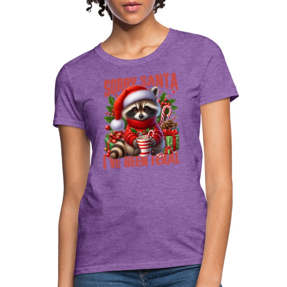 Sorry Santa I've Been Feral Women's Contoured T-Shirt - purple heather