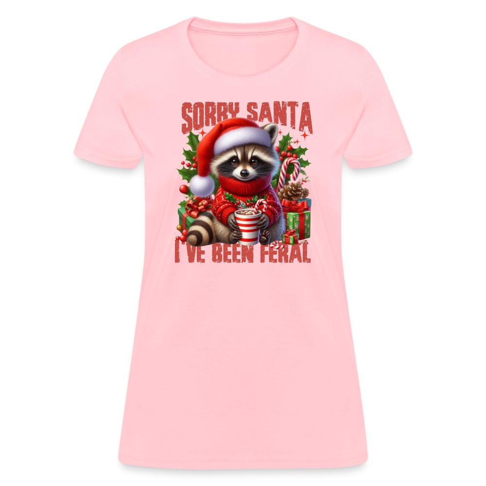 Sorry Santa I've Been Feral Women's Contoured T-Shirt - white