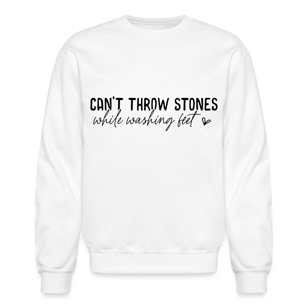 Can't Throw Stone While Washing Feet Sweatshirt - white