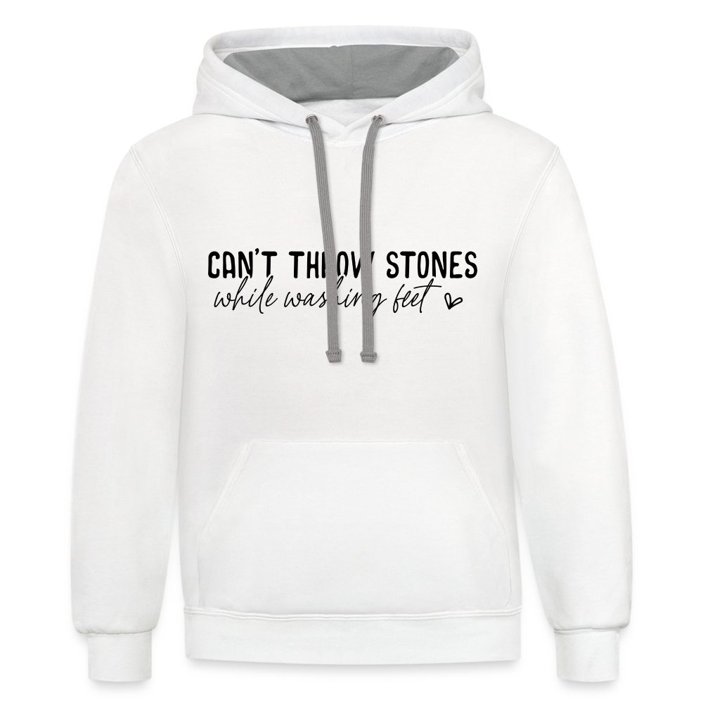 Can't Throw Stone While Washing Feet Hoodie - white/gray