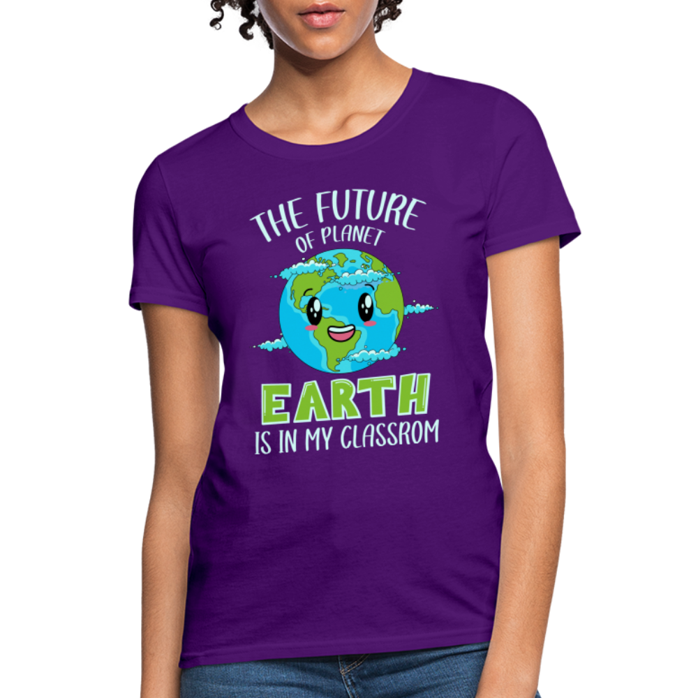 The Future Of The Planet Is In My Classroom Women's T-Shirt (Teacher's earth Day) - purple
