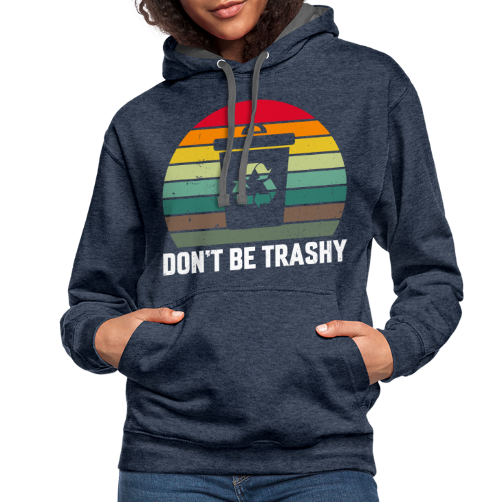 Don't Be Trashy Hoodie (Recycle) - indigo heather/asphalt