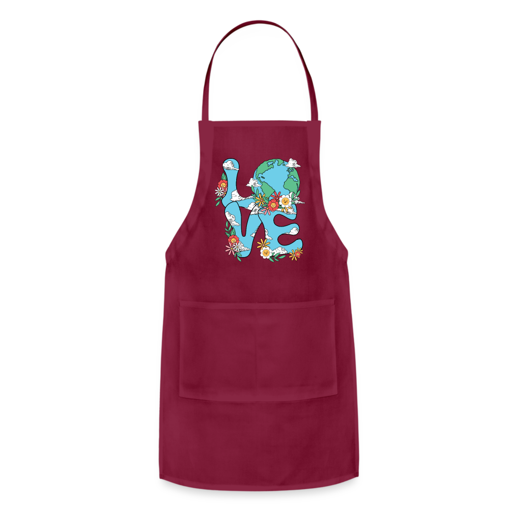 Planet's Natural Beauty Earth Day Adjustable Apron - burgundy