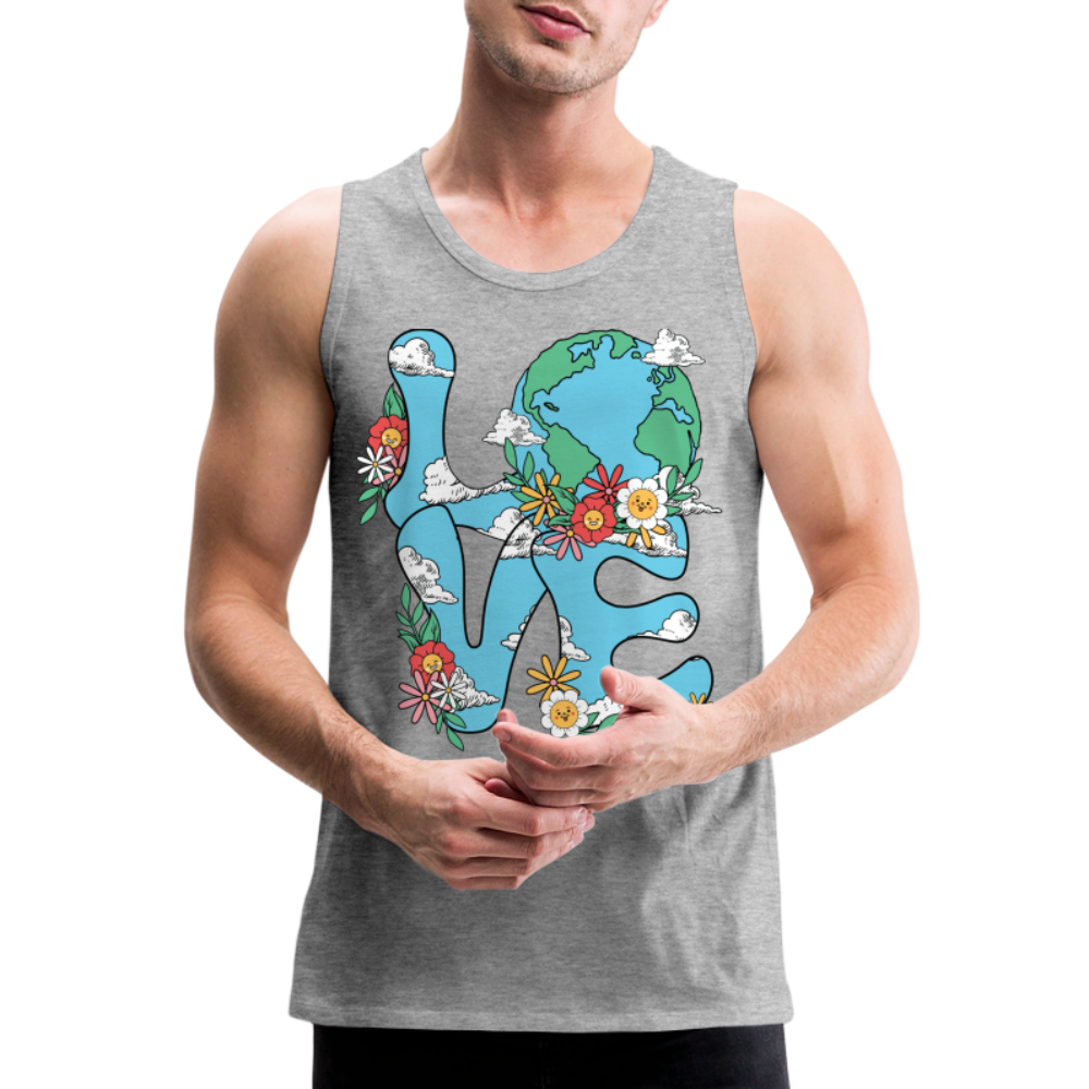 Planet's Natural Beauty Men’s Premium Tank Top (Earth Day) - heather gray