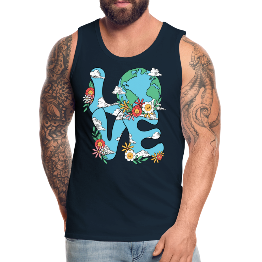 Planet's Natural Beauty Men’s Premium Tank Top (Earth Day) - deep navy