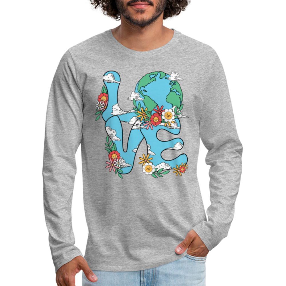 Planet's Natural Beauty Men's Premium Long Sleeve T-Shirt (Earth Day) - heather gray