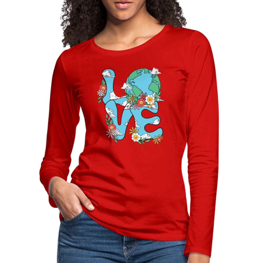 Planet's Natural Beauty Women's Premium Long Sleeve T-Shirt (Earth Day) - red