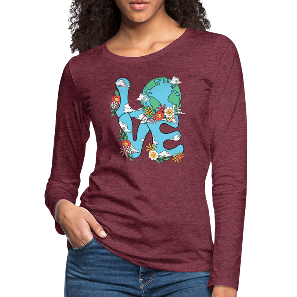 Planet's Natural Beauty Women's Premium Long Sleeve T-Shirt (Earth Day) - heather burgundy