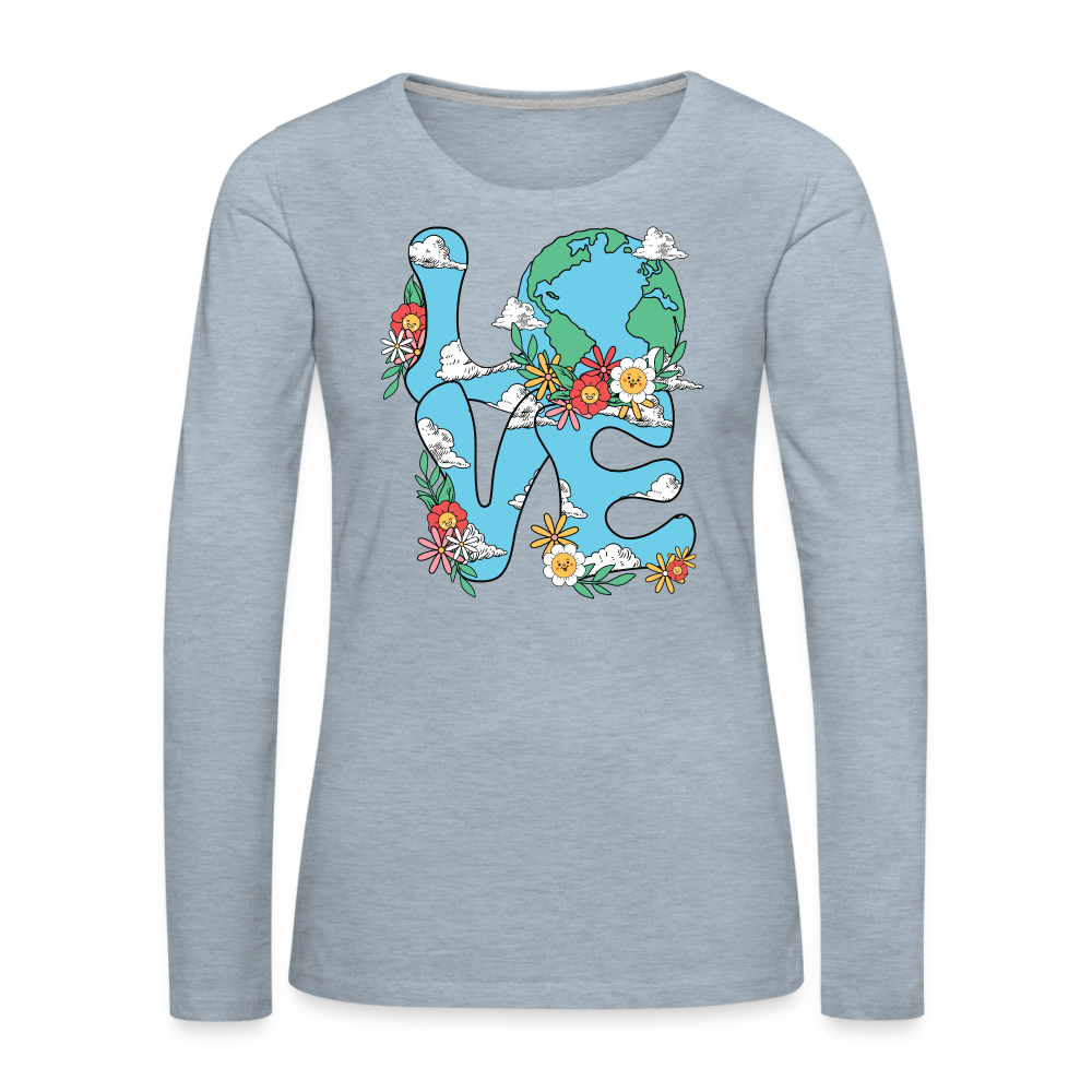 Planet's Natural Beauty Women's Premium Long Sleeve T-Shirt (Earth Day) - heather ice blue