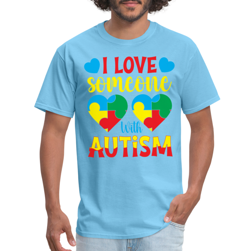 I Love Someone With Autism T-Shirt - aquatic blue