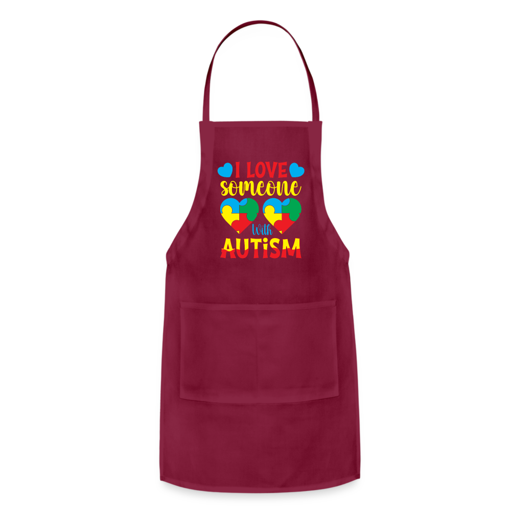 I Love Someone With Autism Apron - burgundy