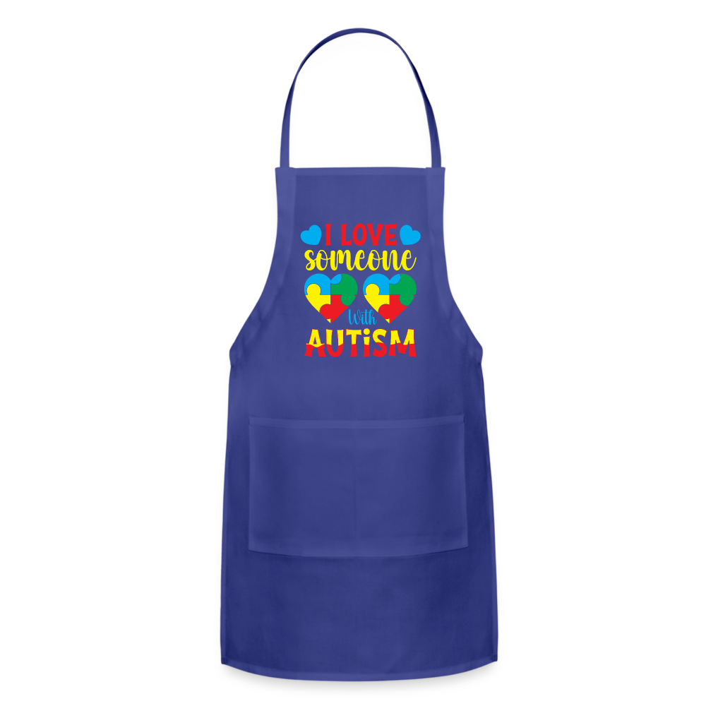 I Love Someone With Autism Apron - royal blue