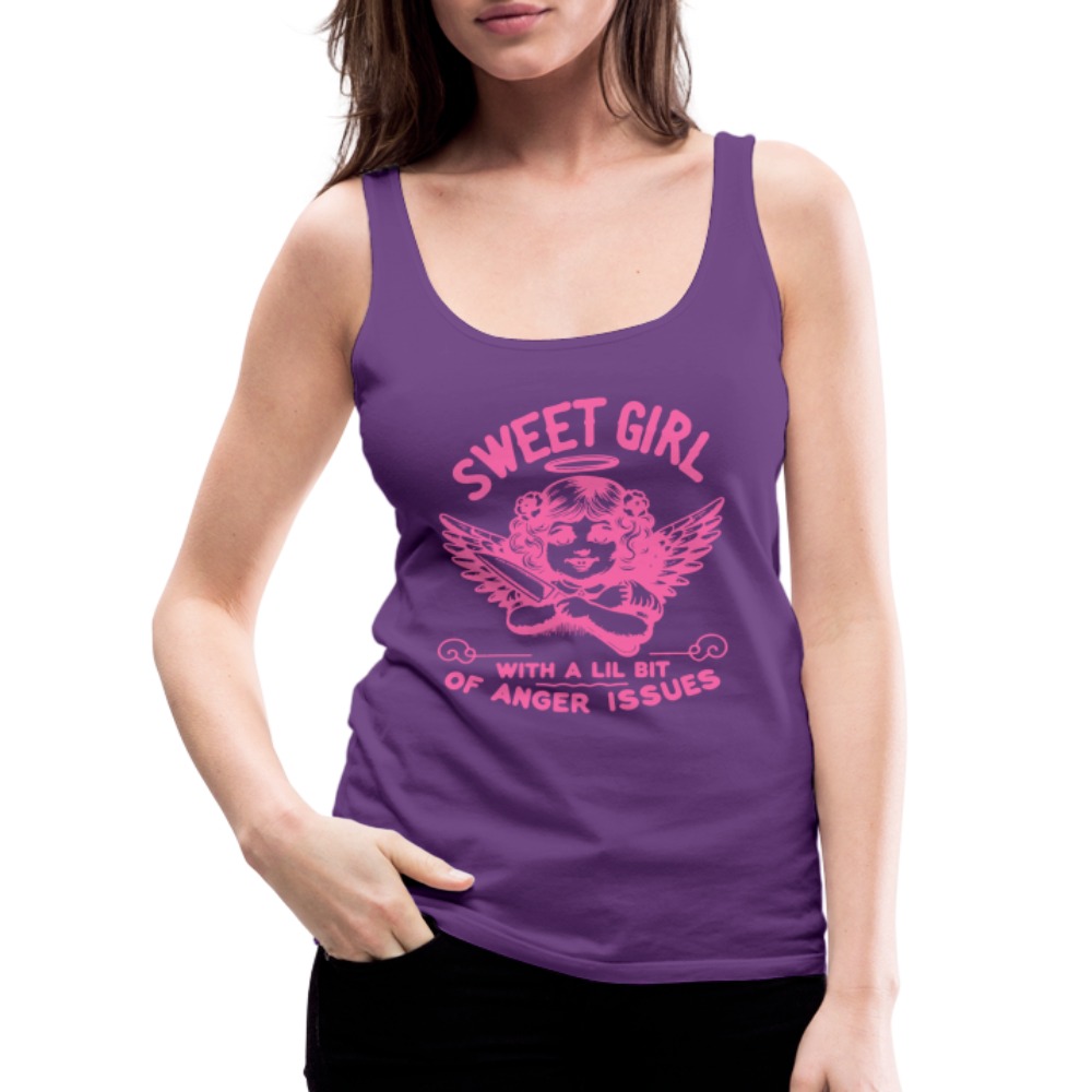 Sweet Girl With A Lil Bit of Anger Issues Women’s Premium Tank Top - purple