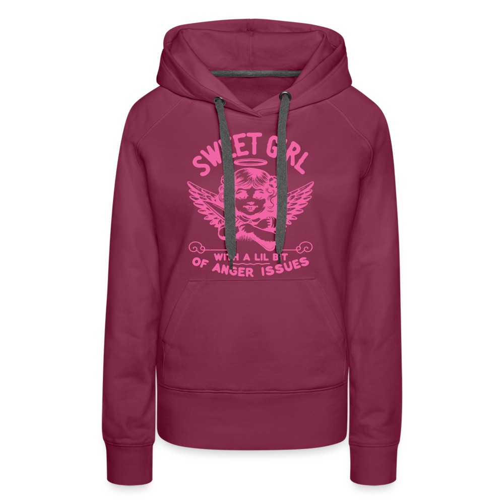 Sweet Girl With A Lil Bit of Anger Issues Women’s Premium Hoodie - burgundy