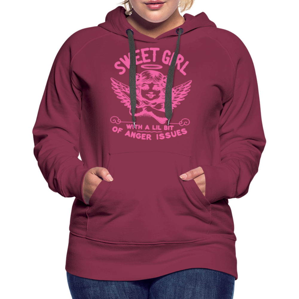 Sweet Girl With A Lil Bit of Anger Issues Women’s Premium Hoodie - burgundy