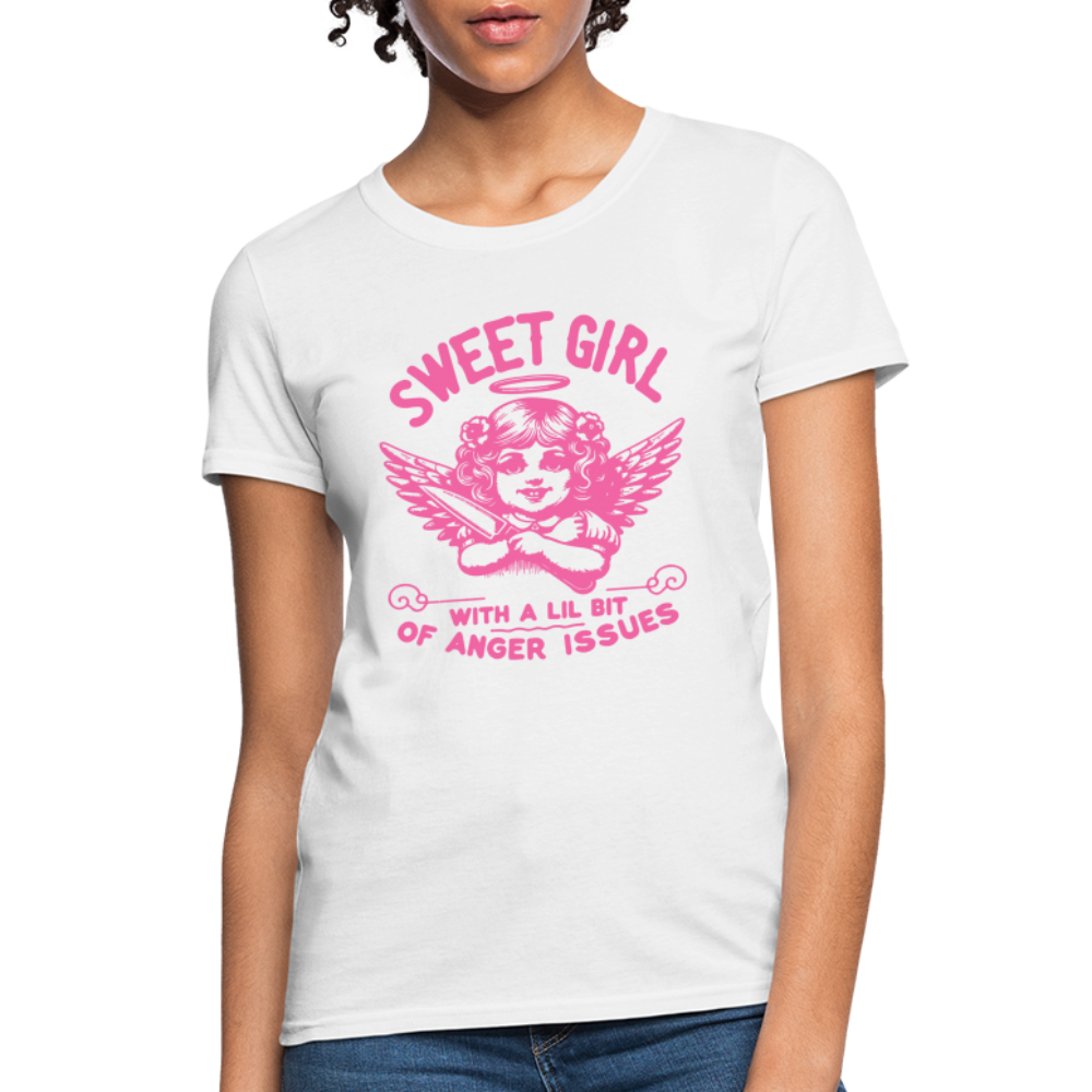Sweet Girl With A Lil Bit of Anger Issues T-Shirt - white