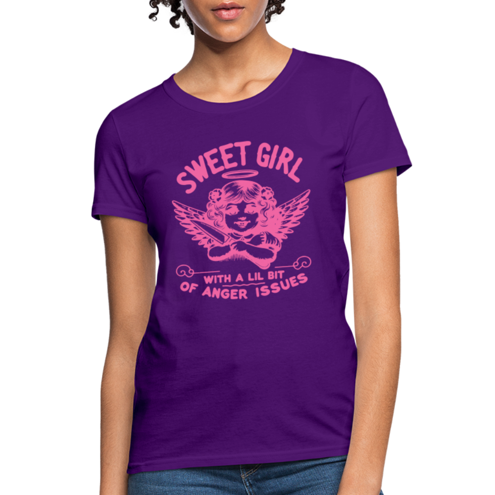 Sweet Girl With A Lil Bit of Anger Issues T-Shirt - purple