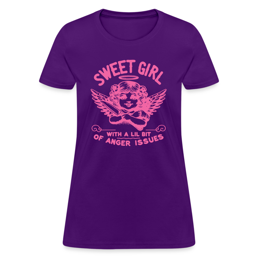 Sweet Girl With A Lil Bit of Anger Issues T-Shirt - purple