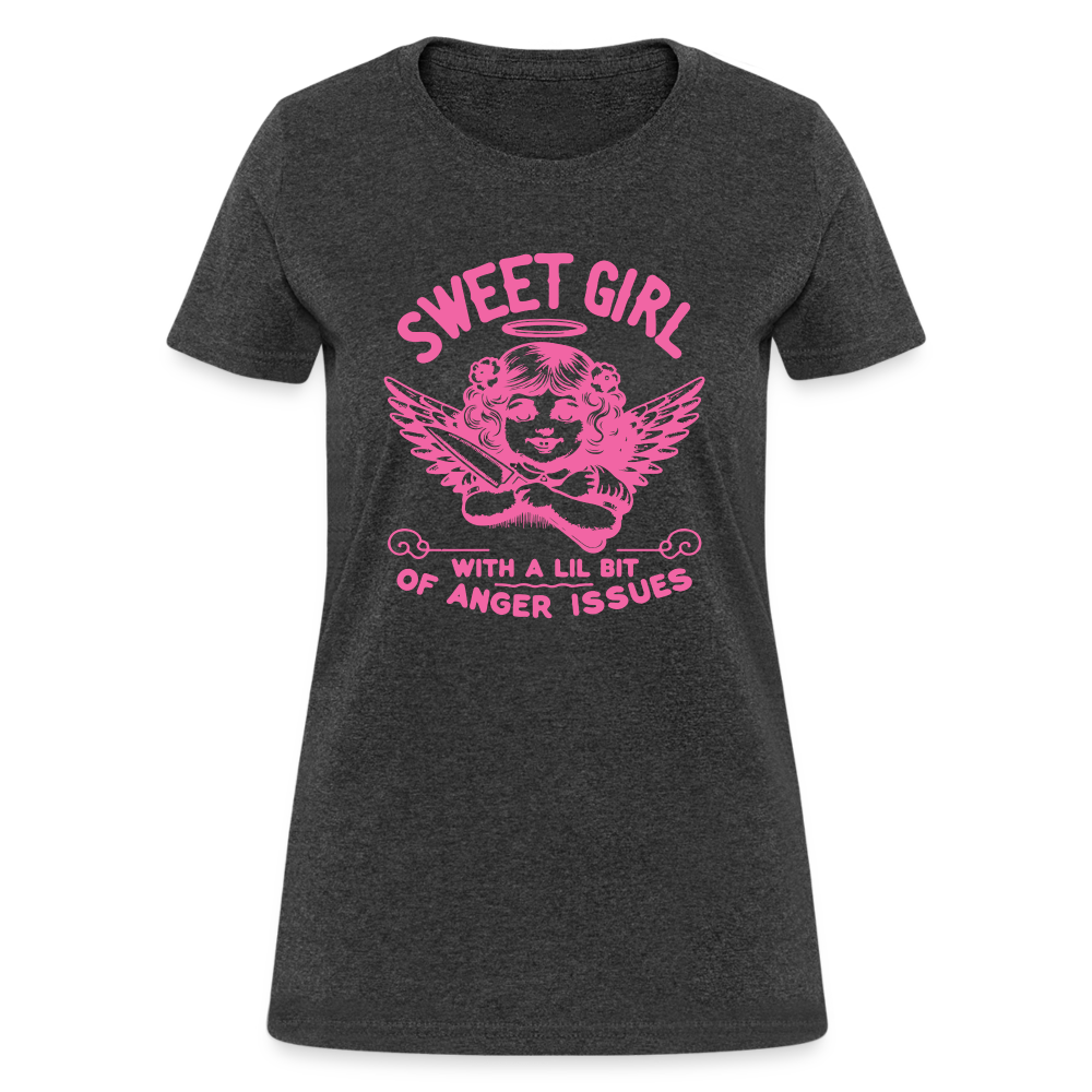 Sweet Girl With A Lil Bit of Anger Issues T-Shirt - heather black