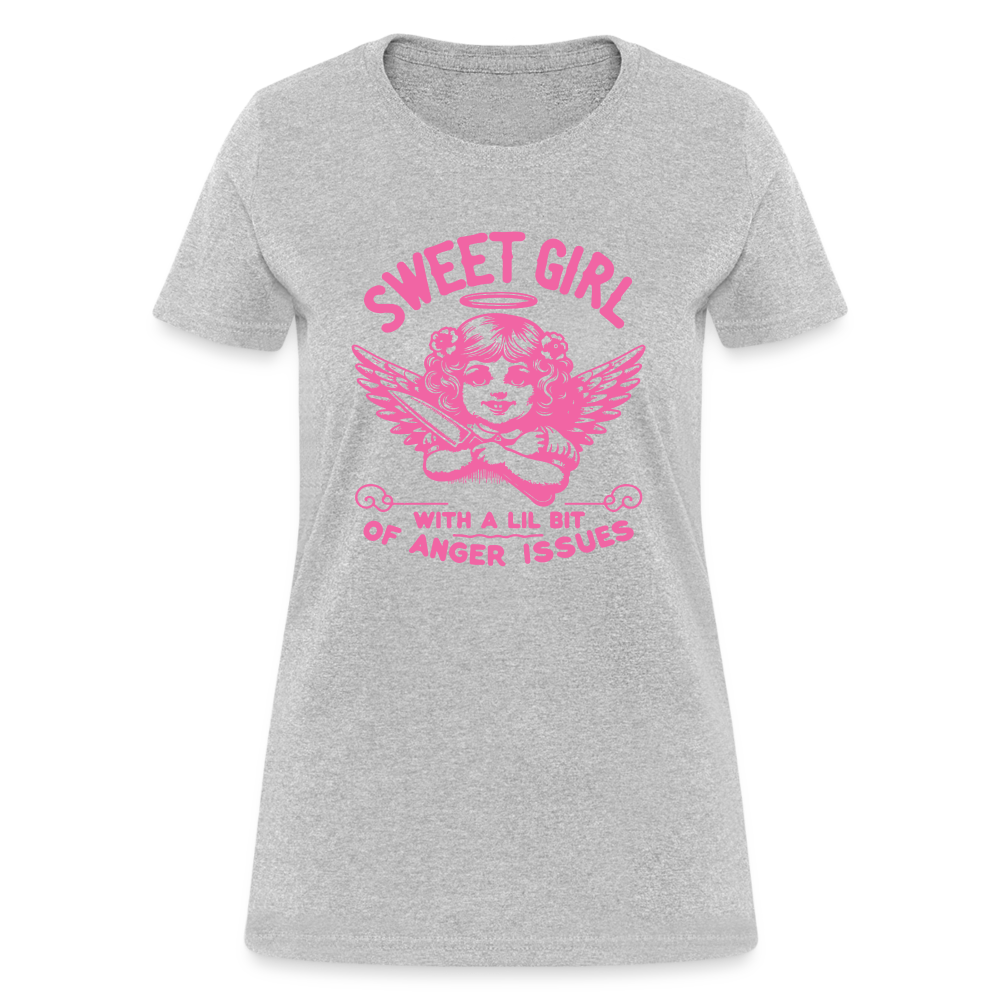 Sweet Girl With A Lil Bit of Anger Issues T-Shirt - heather gray