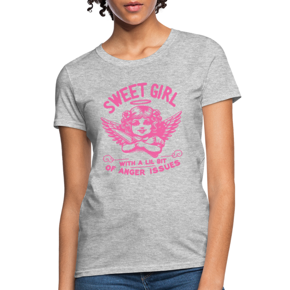 Sweet Girl With A Lil Bit of Anger Issues T-Shirt - heather gray