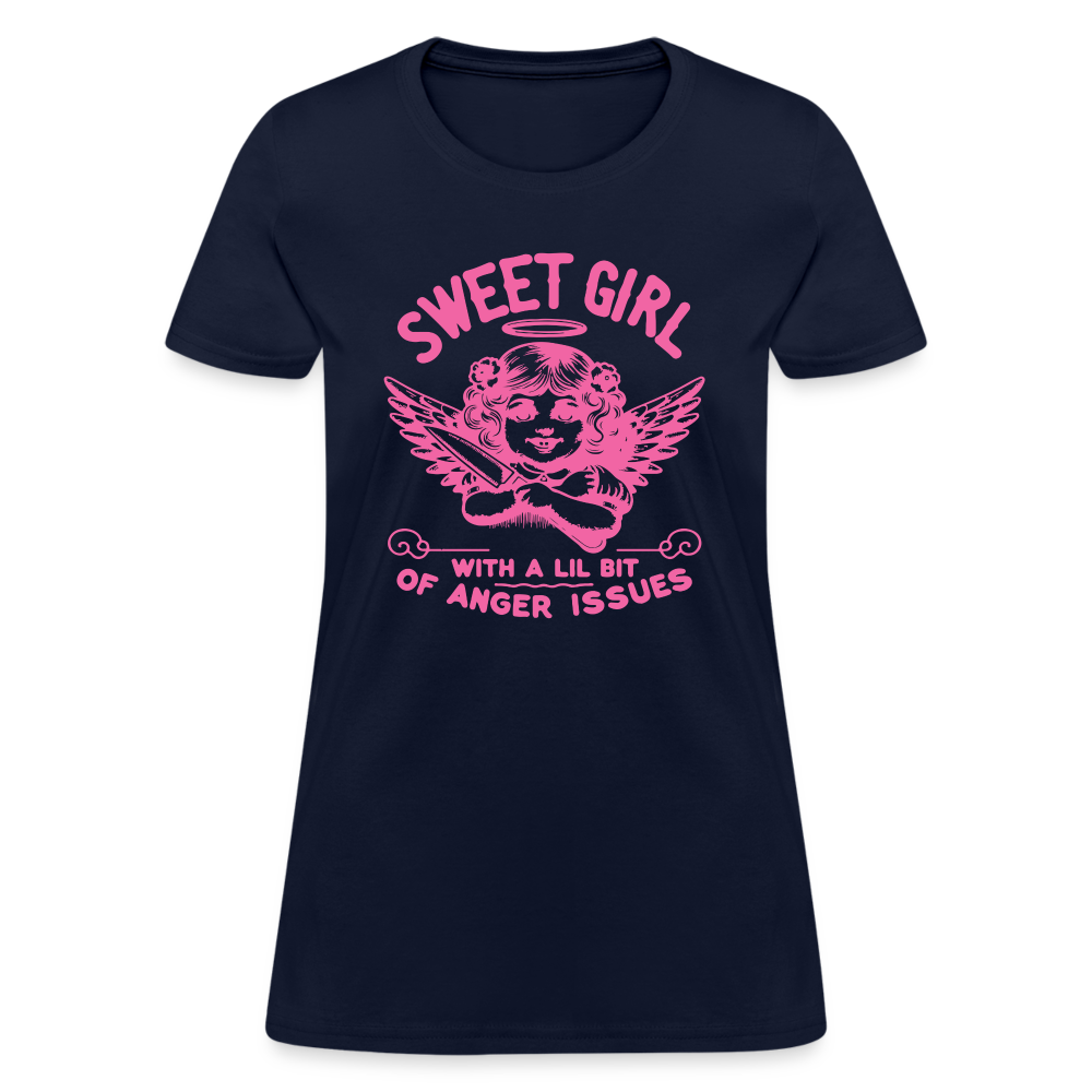 Sweet Girl With A Lil Bit of Anger Issues T-Shirt - navy