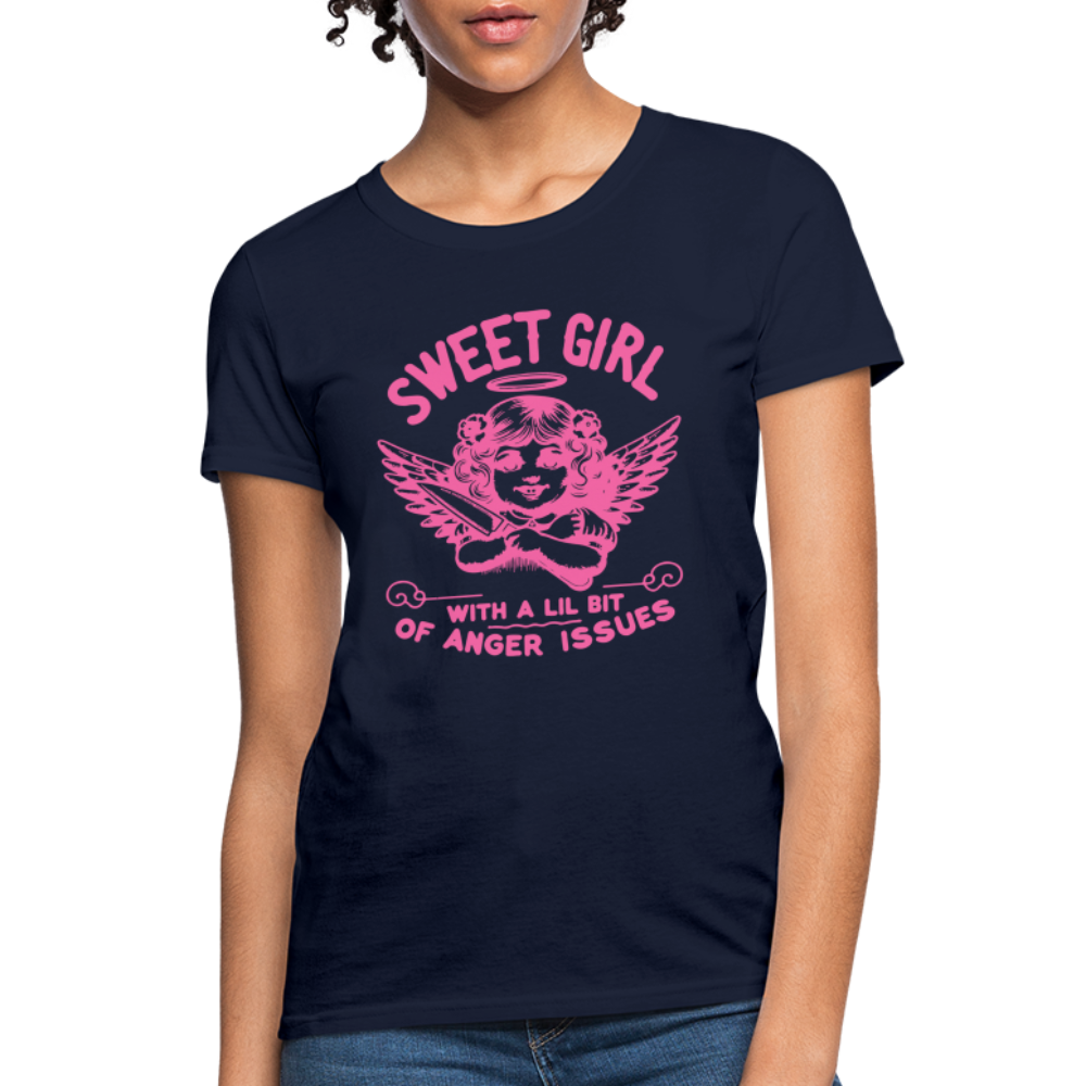 Sweet Girl With A Lil Bit of Anger Issues T-Shirt - navy