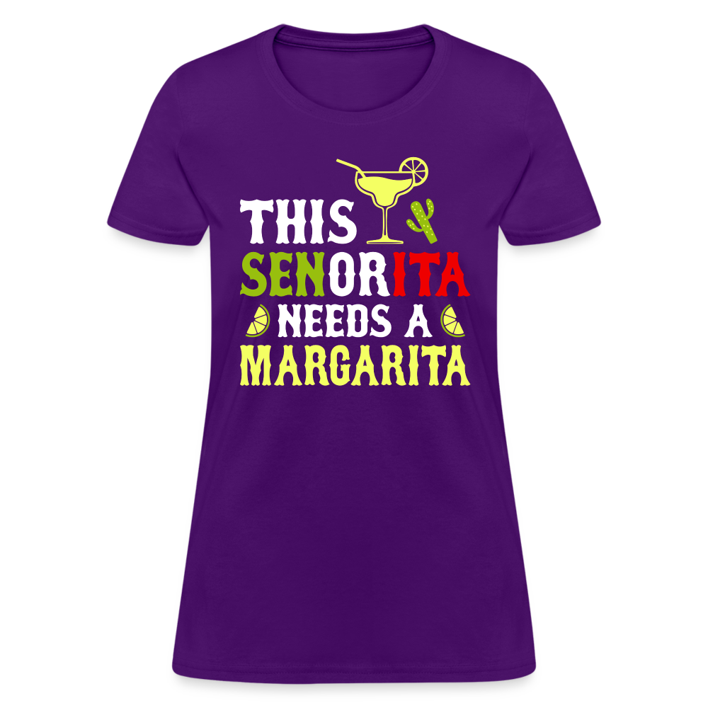 This Señorita Needs A Margarita Women's T-Shirt (Cinco de Mayo) - purple