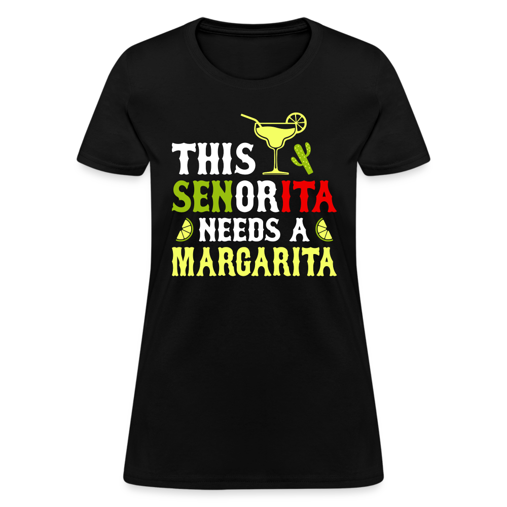 This Señorita Needs A Margarita Women's T-Shirt (Cinco de Mayo) - black