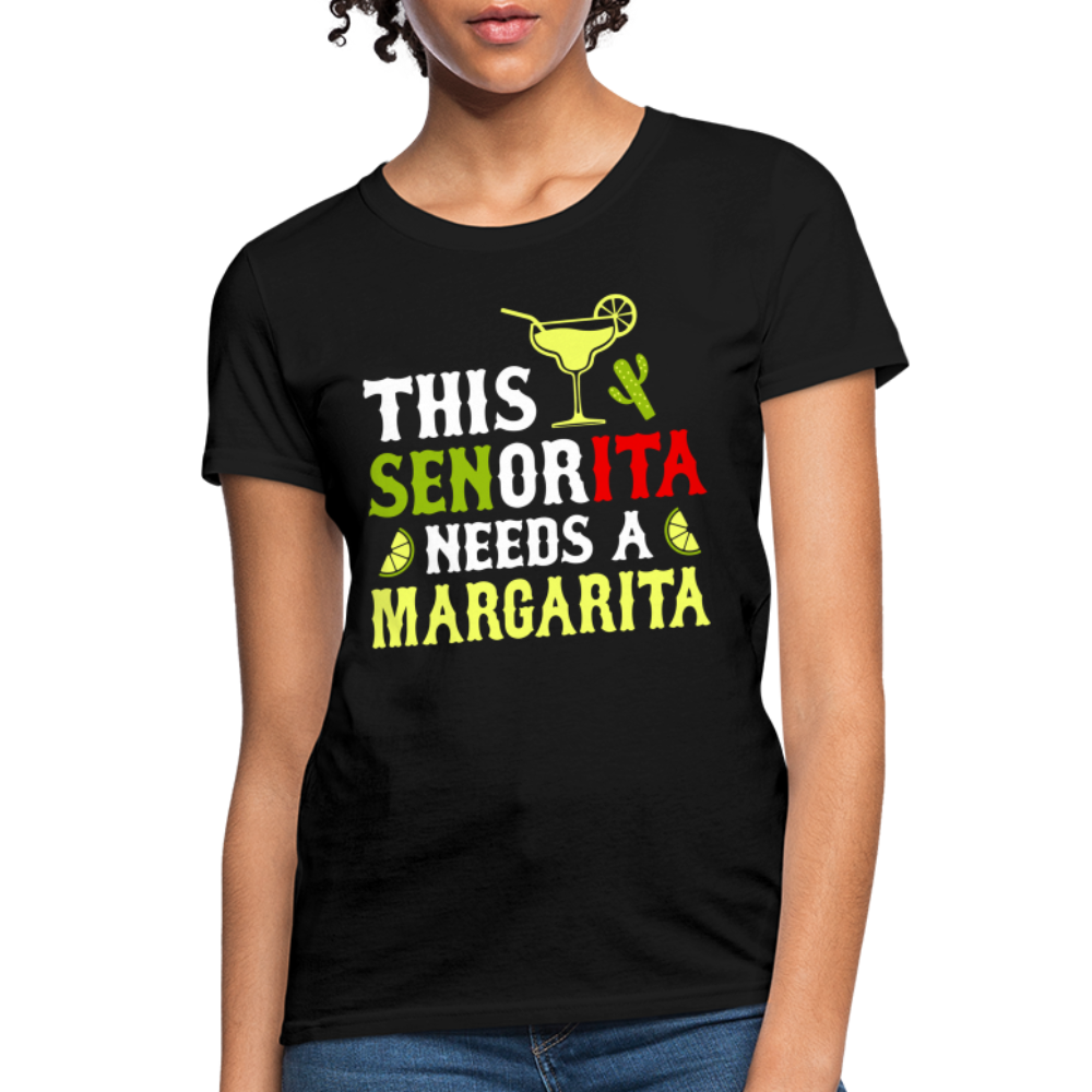 This Señorita Needs A Margarita Women's T-Shirt (Cinco de Mayo) - black