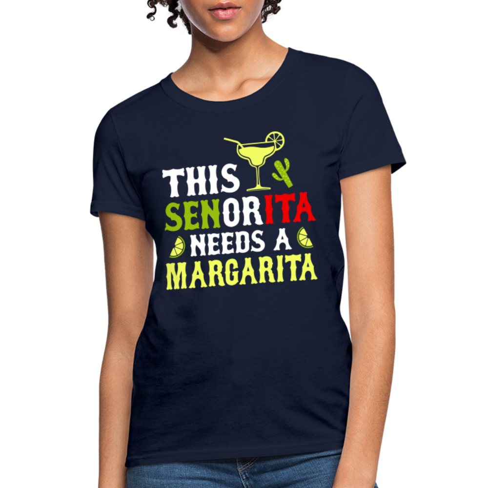 This Señorita Needs A Margarita Women's T-Shirt (Cinco de Mayo) - navy