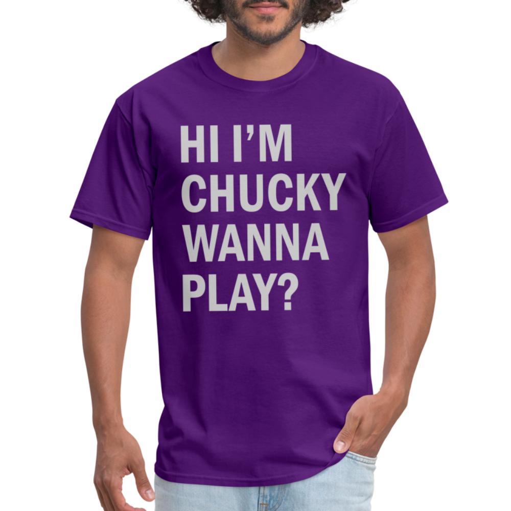 Hi I'm Chucky Wanna Play T-Shirt - purple