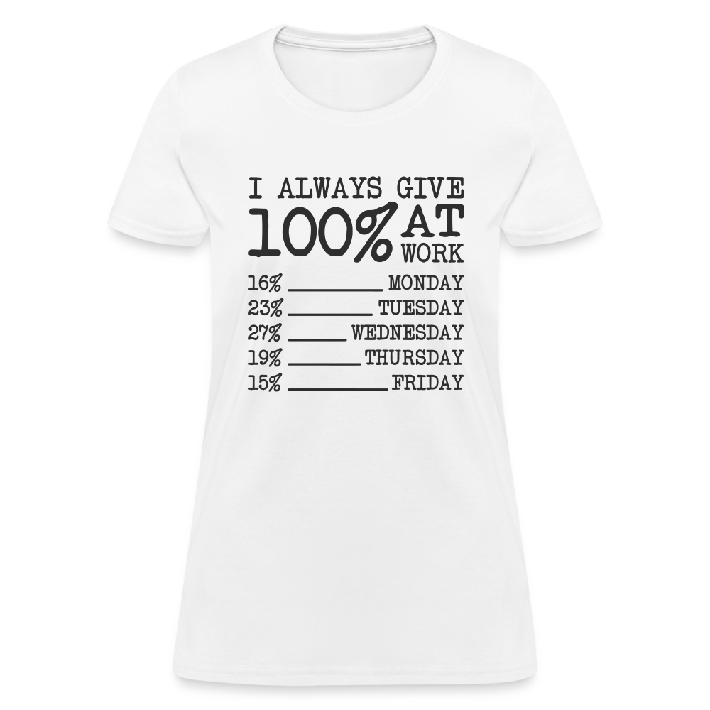 I Always Give 100% at Work Women's T-Shirt (Funny) - white