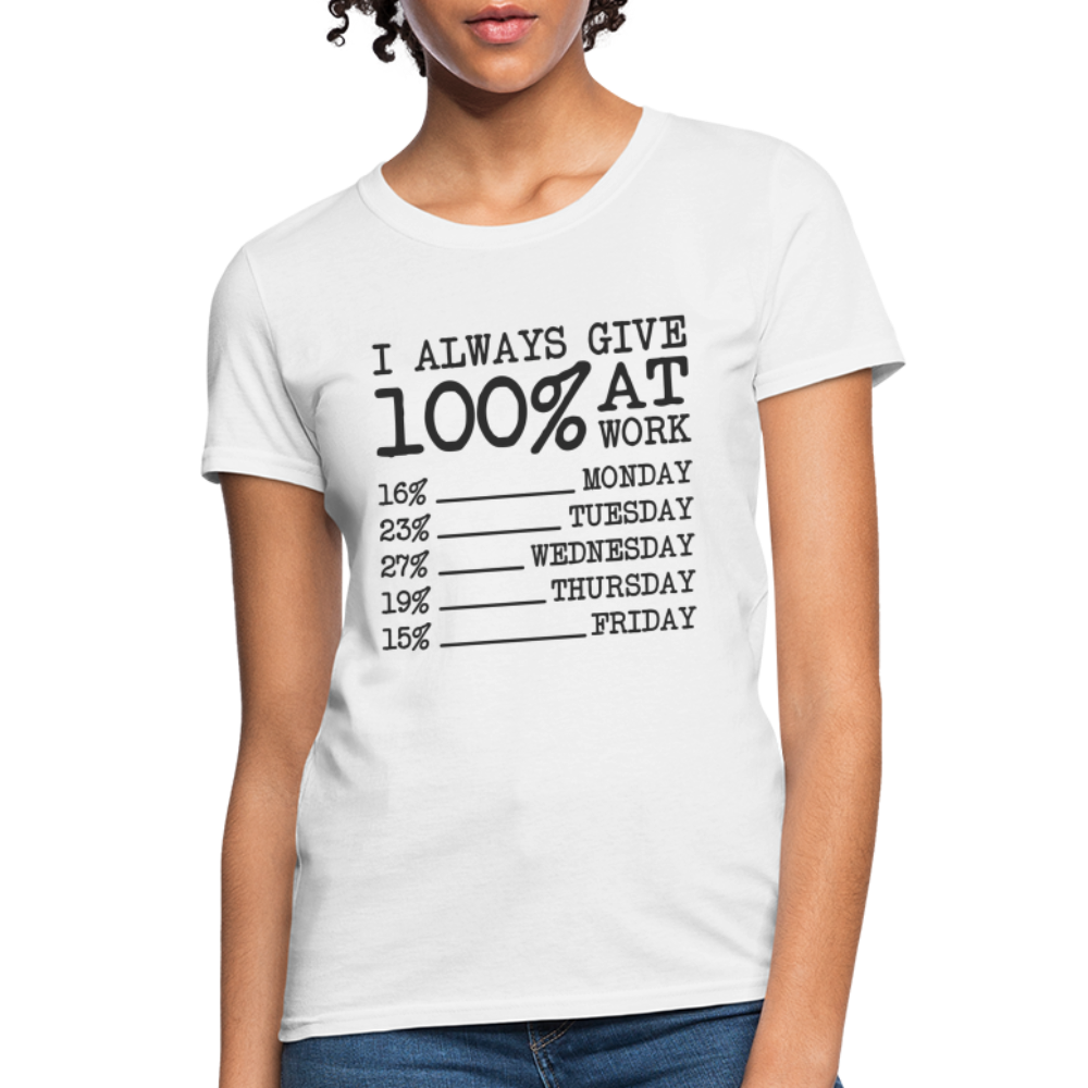 I Always Give 100% at Work Women's T-Shirt (Funny) - white