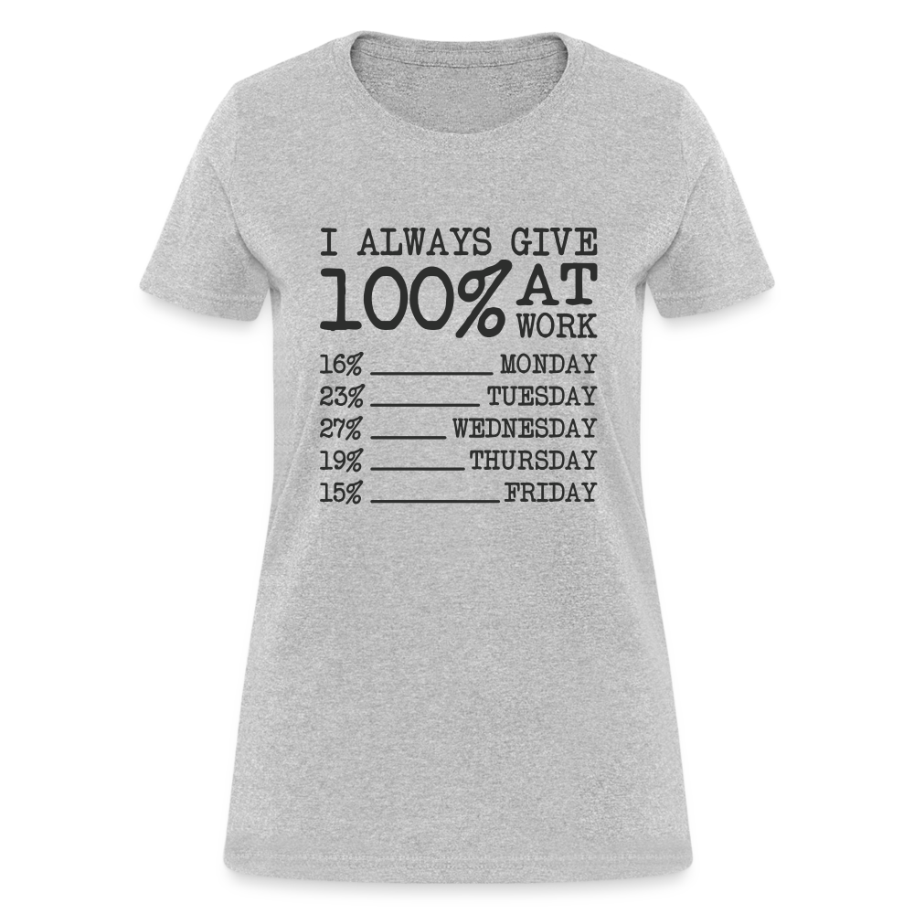 I Always Give 100% at Work Women's T-Shirt (Funny) - heather gray