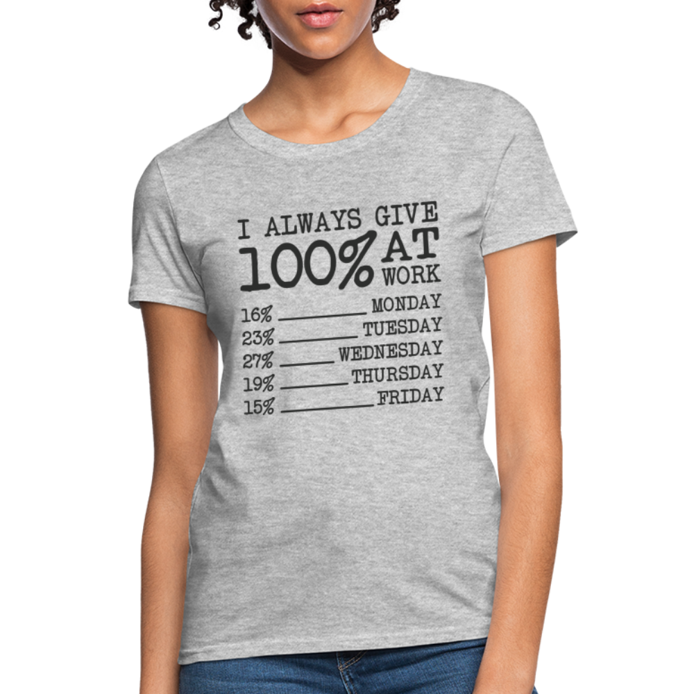 I Always Give 100% at Work Women's T-Shirt (Funny) - heather gray