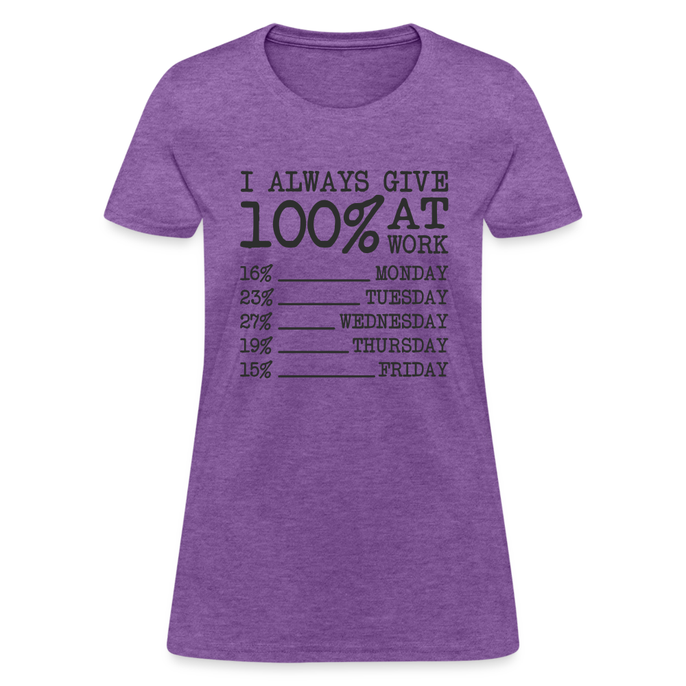 I Always Give 100% at Work Women's T-Shirt (Funny) - purple heather