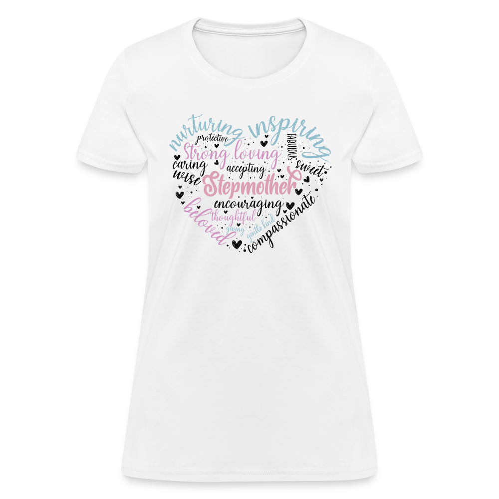 Stepmother Heart Women's T-Shirt (Word Cloud) - white