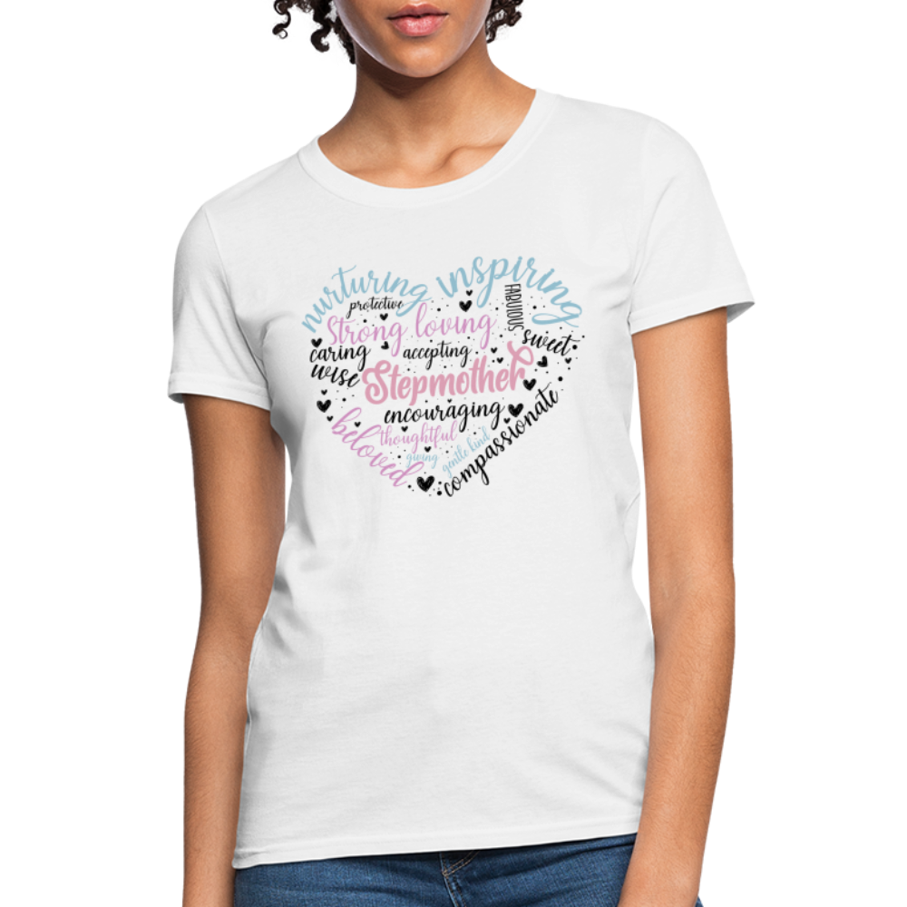 Stepmother Heart Women's T-Shirt (Word Cloud) - white