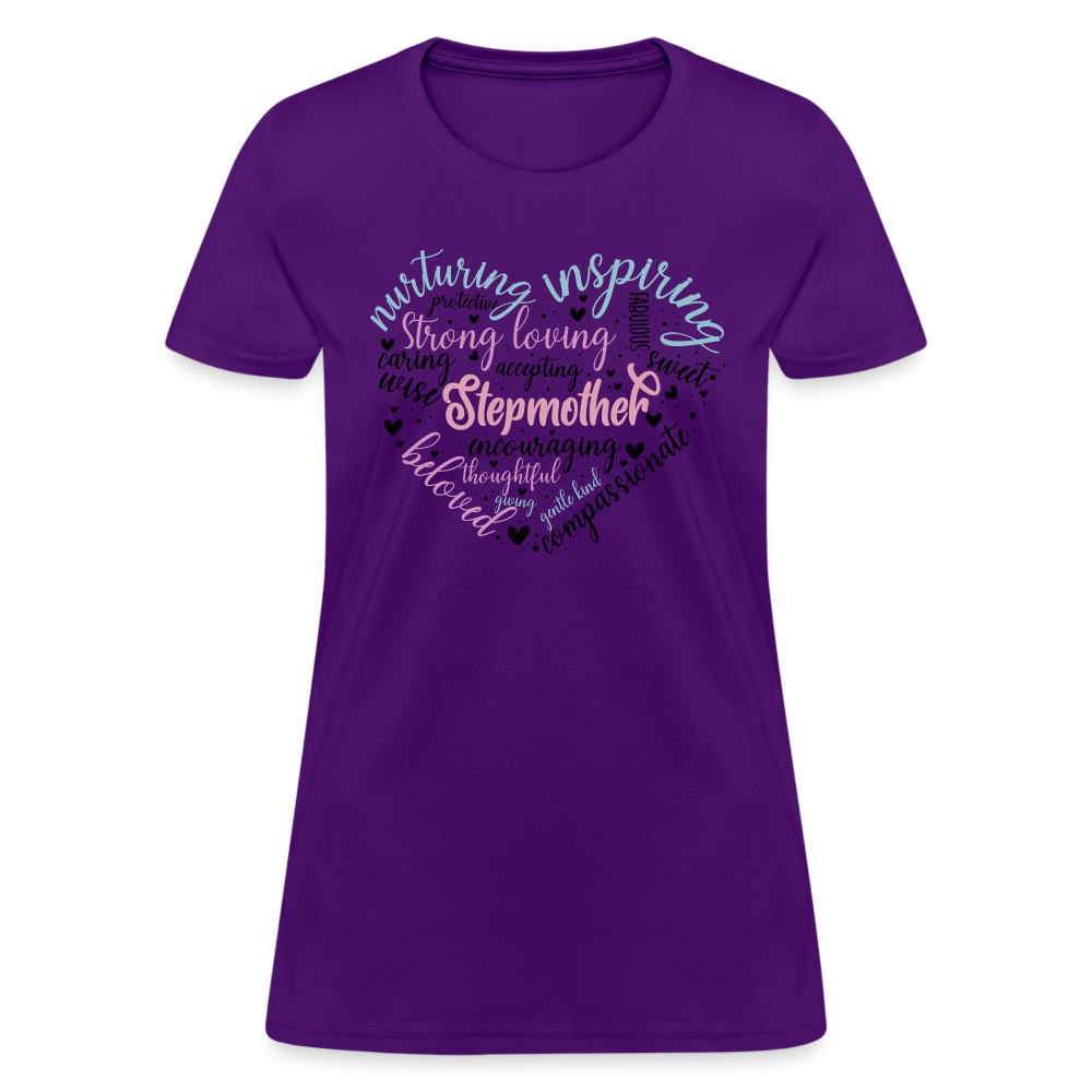 Stepmother Heart Women's T-Shirt (Word Cloud) - purple