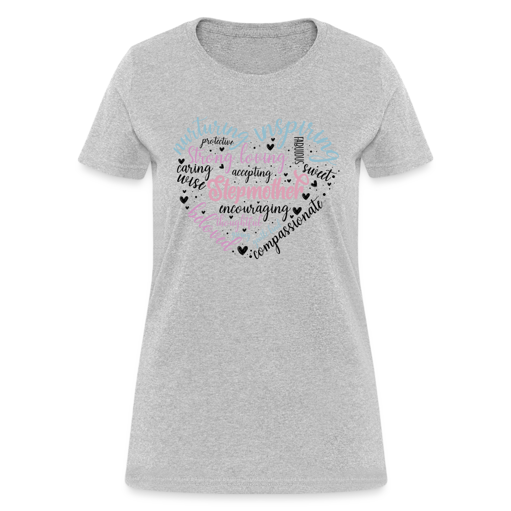 Stepmother Heart Women's T-Shirt (Word Cloud) - heather gray
