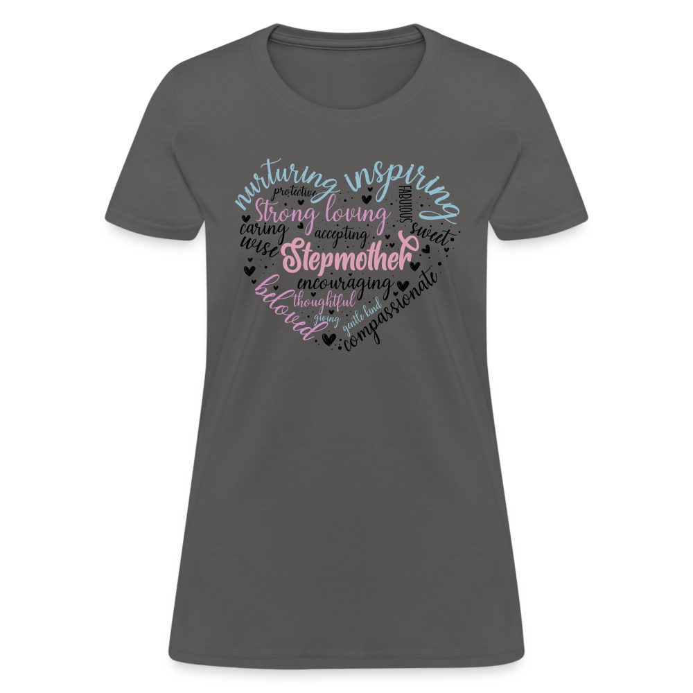 Stepmother Heart Women's T-Shirt (Word Cloud) - charcoal