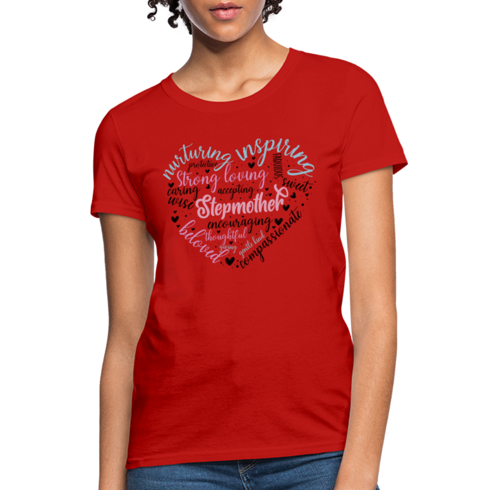 Stepmother Heart Women's T-Shirt (Word Cloud) - red