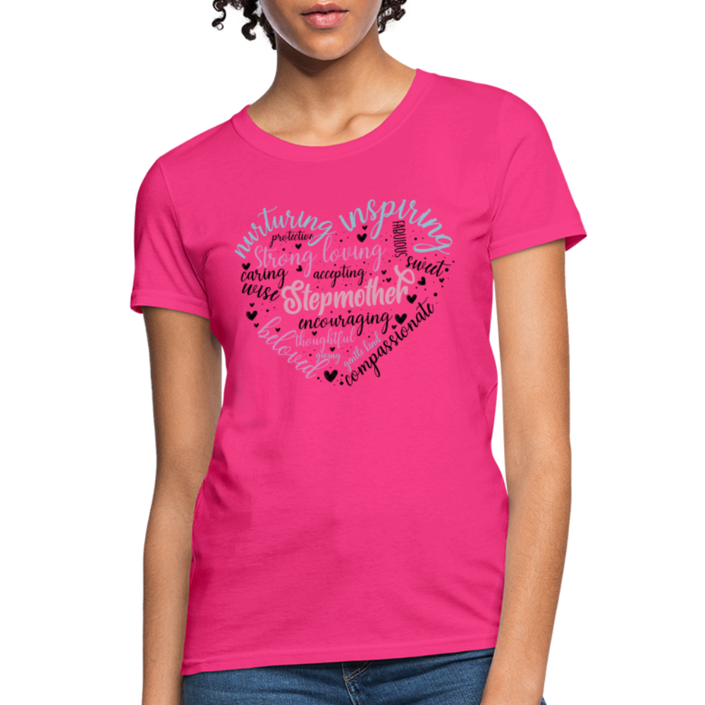 Stepmother Heart Women's T-Shirt (Word Cloud) - fuchsia