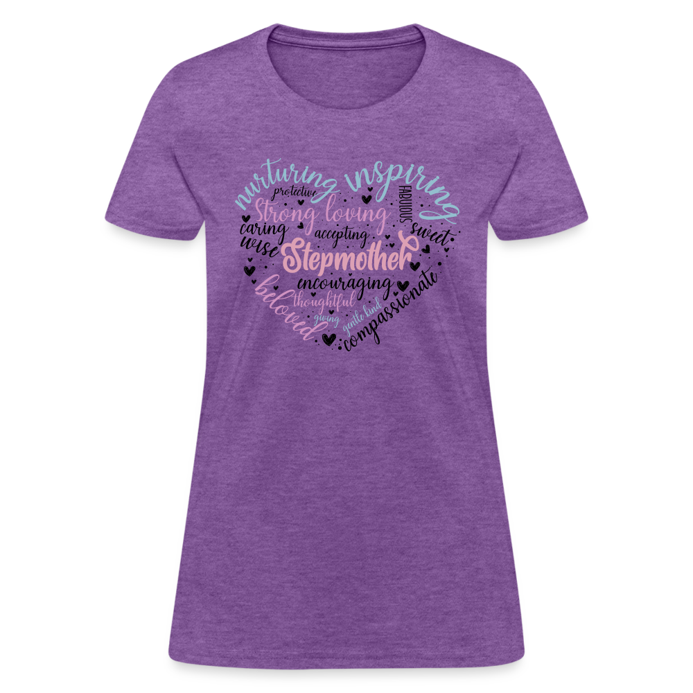 Stepmother Heart Women's T-Shirt (Word Cloud) - purple heather
