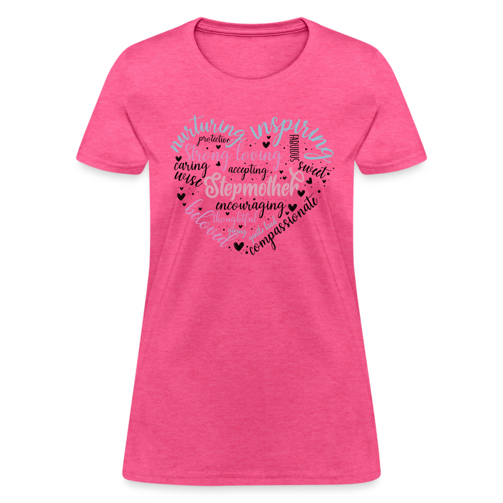 Stepmother Heart Women's T-Shirt (Word Cloud) - heather pink